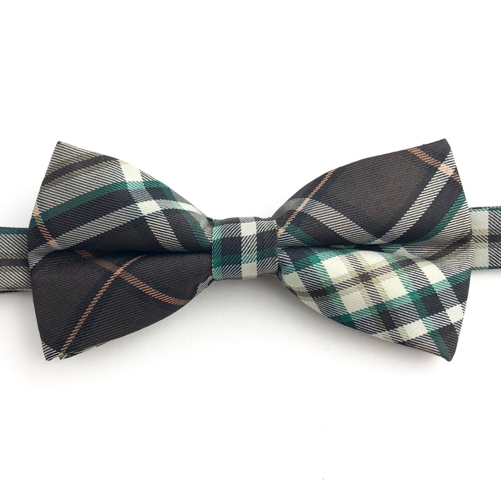 Men's Tartan Plaid Brown Bow Tie